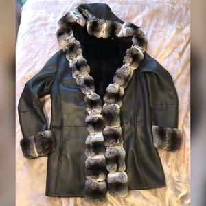 Chinchilla trim Shearling coat
